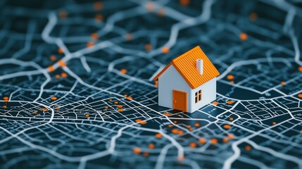 House model on city map urban planning and real estate concept