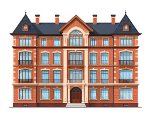 Fototapeta premium Elegant Brick Mansion Architectural Design Illustration