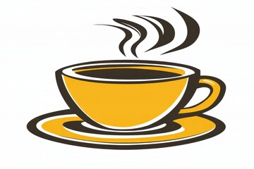 Fototapeta premium Steaming Cup of Coffee Illustration on White Background Graphic Design Icon Style Hot Beverage Morning Drink
