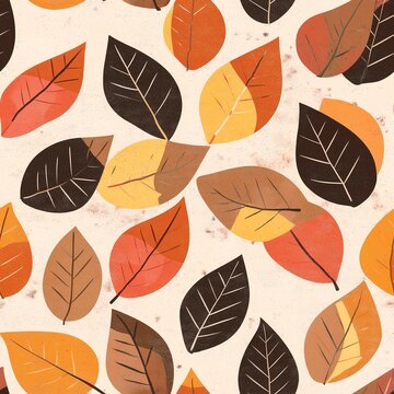 Autumn Leaves Fall Pattern: Decorative Nature Design with Earth Tones and Botanical Motifs