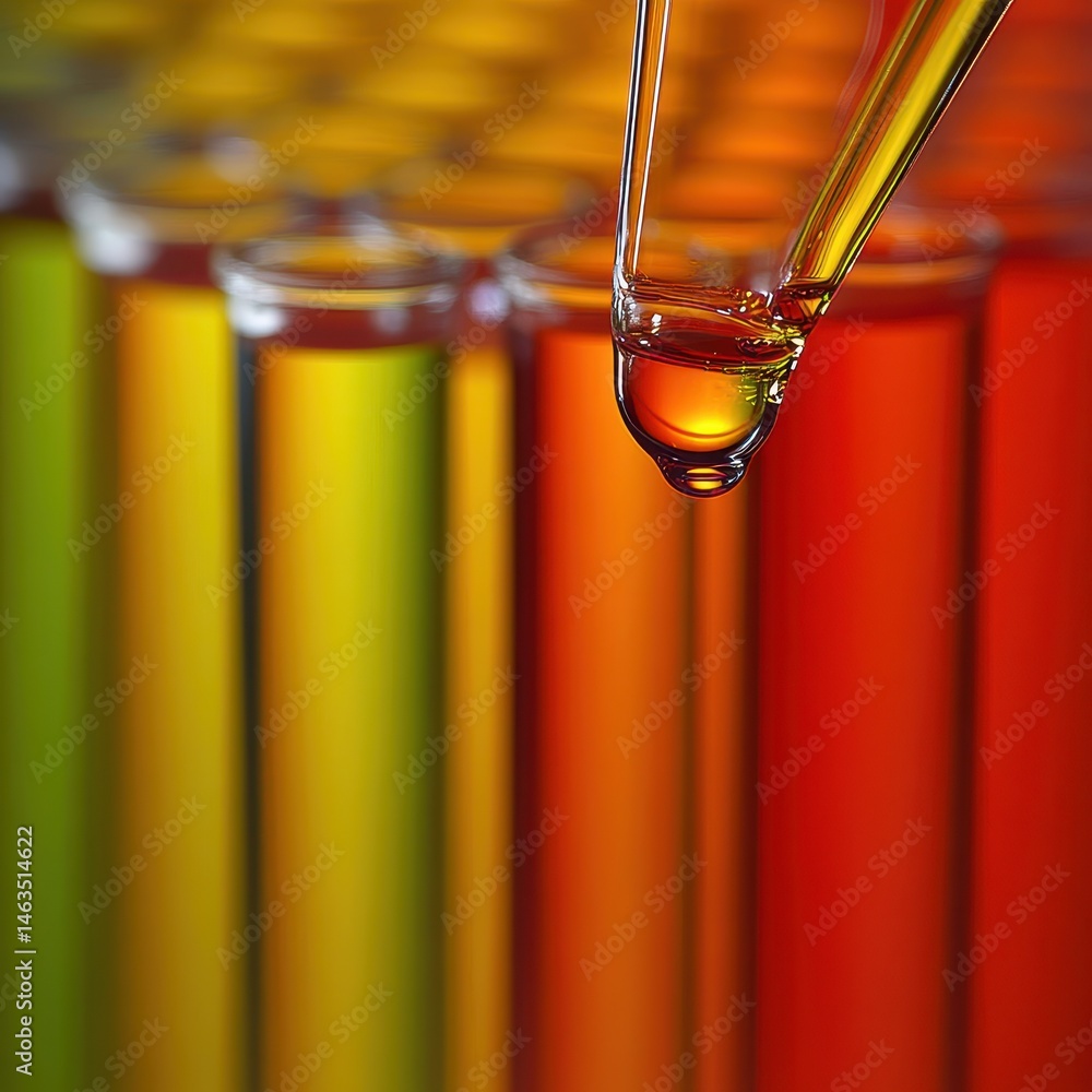 Aufkleber liquid being extracted from test tubes with a pipette in a laboratory setting close up shot science 