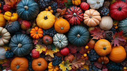 Autumn Harvest A Bountiful Collection of Pumpkins, Gourds, and Fall Foliage