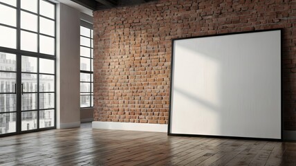 Modern Minimalist Living Room Interior with Blank Canvas Mockup