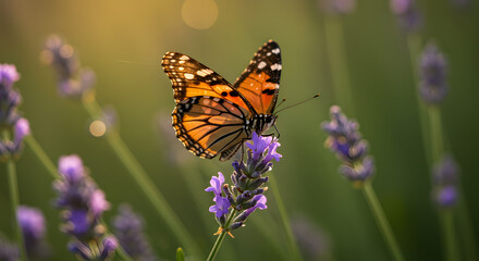 Fototapeta premium Butterfly on lavender flower