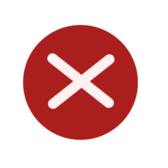 Cartoon illustration of wrong or incorrect flat design isolated on a white background. Red.