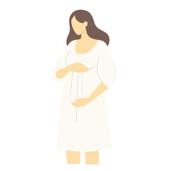 Beautiful long hair pregnant woman holding her belly vector