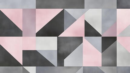 Fototapeta na wymiar Abstract geometric patchwork with trendy pastel pink and gray hues background