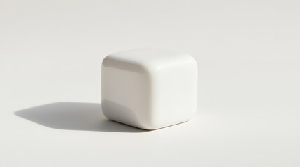 Abstract White Cube with Soft Shadows on a Clean Background