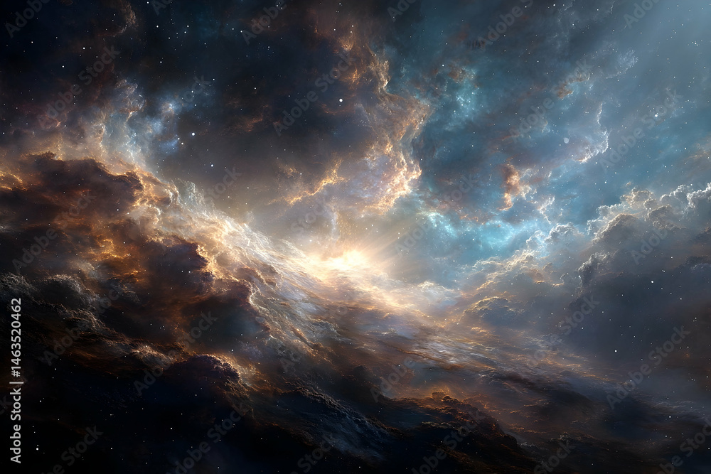 Poster cosmic nebulae display of swirling celestial clouds.