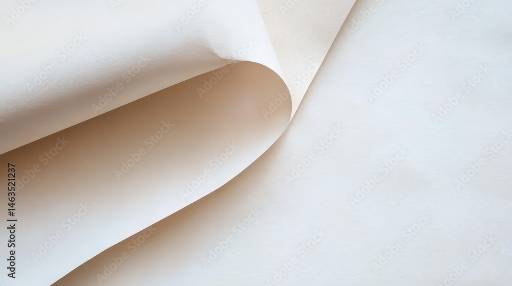 Poster abstract white paper curl close up top down shot studio background for graphic design texture elemen