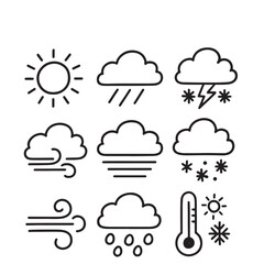 Hand Drawn Weather Icons Set Black and White Doodle Style