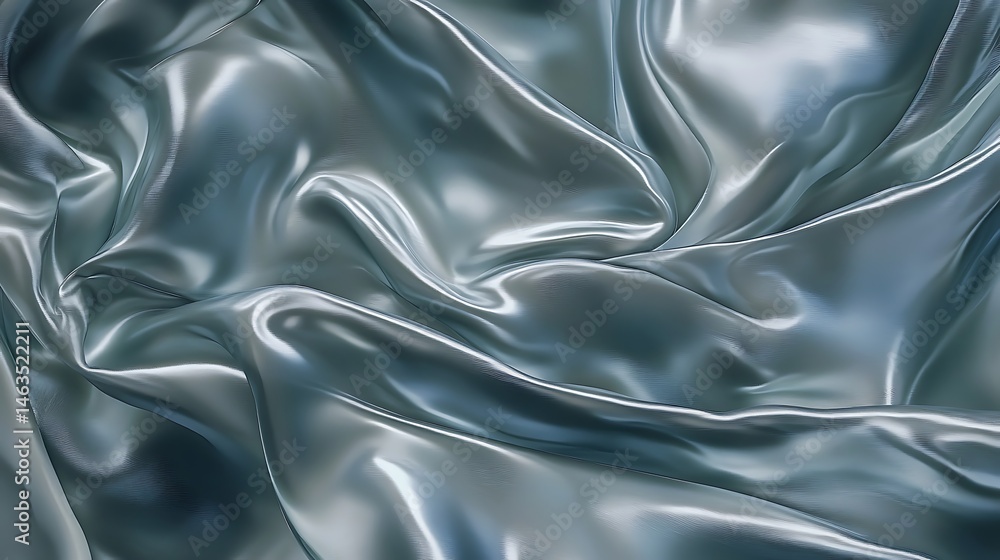Poster abstract shimmering blue fabric background with flowing and rippling texture