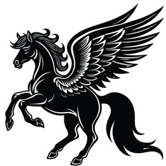 Running wild mustang horse animal silhouette vector illustration