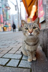 Obraz premium 道端の野良猫
