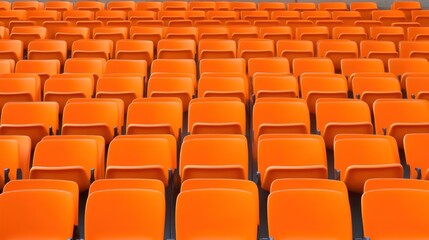 Obraz premium Empty orange seats in stadium rows pattern