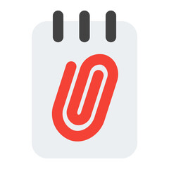 Obraz premium Simple icon depicting a paperclip clipped to a notepad, useful for organizing, office, or stationery themes.