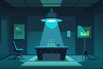 sci fi interrogation office with sterile lighting .svg