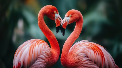 Obraz premium Two Flamingos Forming a Heart Shape A Symbol of Love and Romance