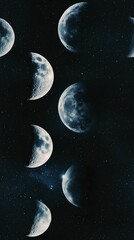 Obraz premium Stunning Astrophotography of Lunar Phases and Starry Night Sky – Moon, Cosmos, and Celestial Mystery