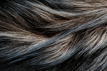 Close-up view of a textured, dark gray and brown fur.