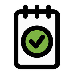 Simple checklist calendar icon suitable for productivity, task management, and scheduling applications.