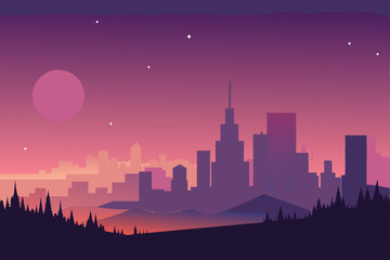 Fototapeta premium the moment before sunrise city lights fading 