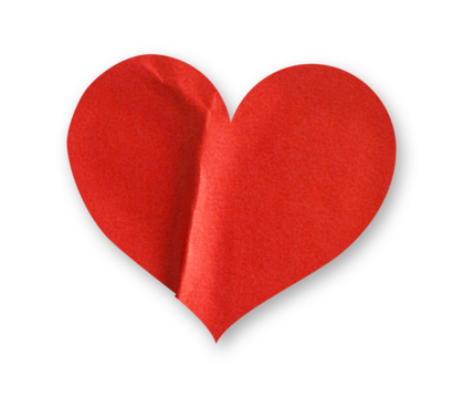 red heart glued with paper texture