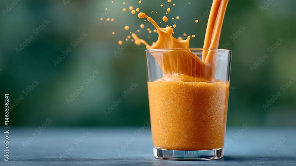 Aufkleber refreshing splash of delight: a dynamic image of a glass, capturing the exhilarating splash of orang