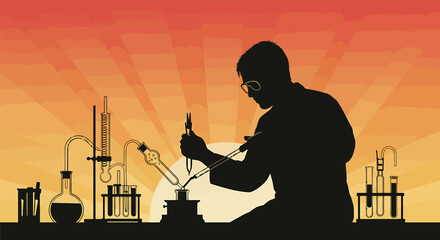 Scientific Glassblower Silhouette Vector