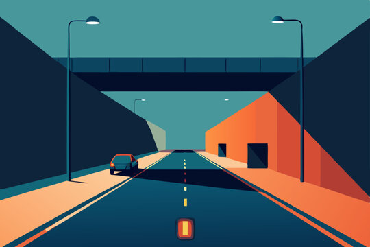 underpass with controlled lighting and low vesical 