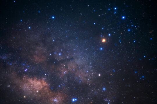 Night blue sky space background, Starry universe in dark blue sky, Milky way galaxy with stardust field in deep universe