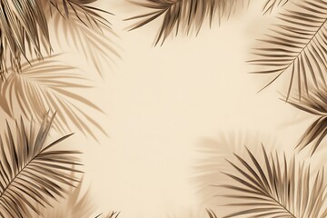 Obraz premium Tropical palm leaves on beige background. Summer design