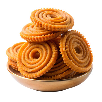 Chakli murukku isolated on transparent background.