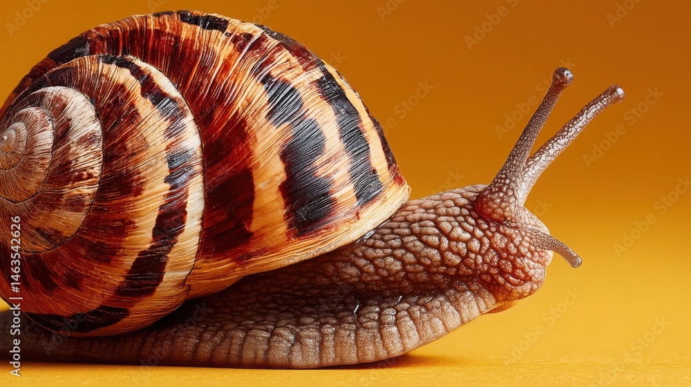 Poster close-up image of a snail as a purposeful yield icon concept highlighting intention in every path it