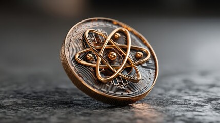 Futuristic icon of a clock representing quantum currency concept in innovative money management and financial systems