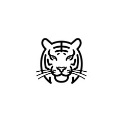 Minimalist Tiger Head Outline - Wild Animal Icon