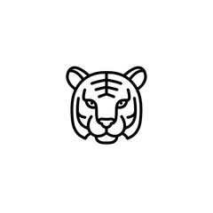 Minimalist Tiger Head Icon: Bold Line Art