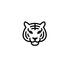 Minimalist Tiger Head Icon: Bold Line Art