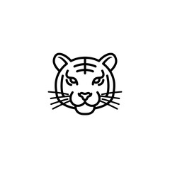 Minimalist Tiger Head: Line Art Icon