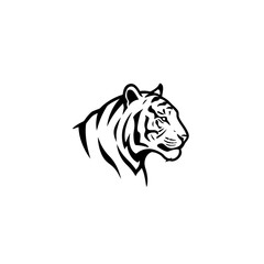 Striking Tiger Head Silhouette: Bold and Graphic