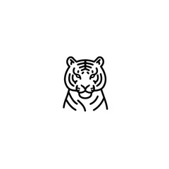 Minimalist Tiger Head Illustration - Line Art