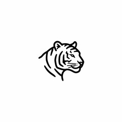 Minimalist Tiger Head Outline - Vector Illustration