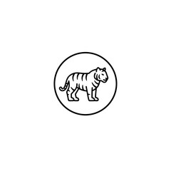 Minimalist Tiger Icon: Stripped Design in Circle
