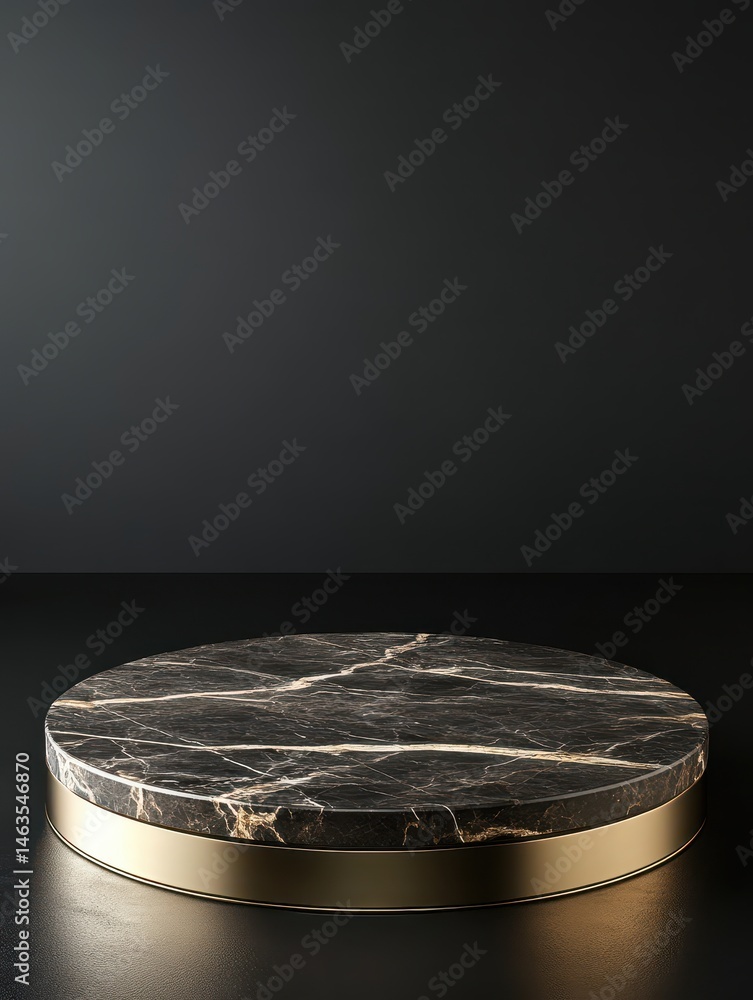 Aufkleber elegant marble podium display against dark backdrop studio shot product showcase luxury design round