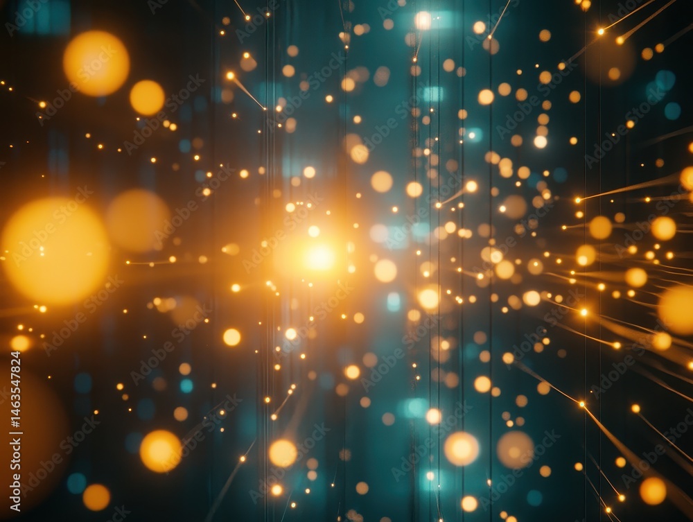 Poster Abstract Bokeh Lights Background with Glowing Particles and Streaks of Light Festive and Energetic Backdrop