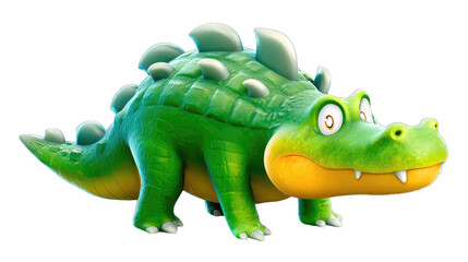 Fototapeta premium Cartoon crocodile, playful and chubby, vibrant green scales, and