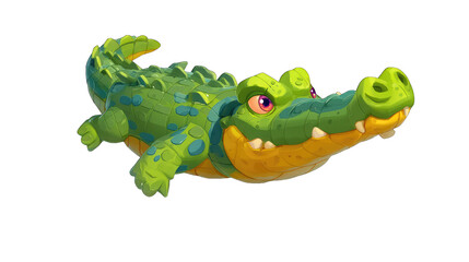 Fototapeta premium Cartoon crocodile, stylized, vibrant colors, bold features
