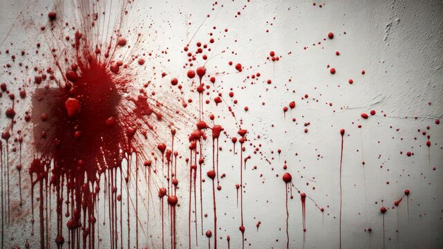 splatter blood on white wall, simple	