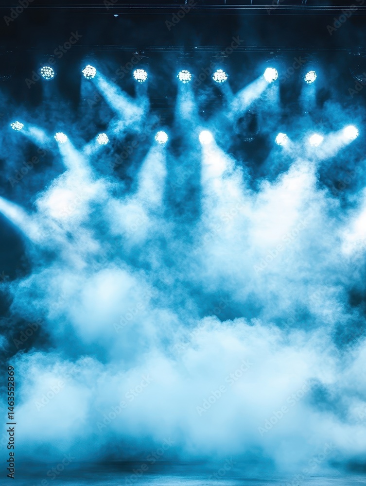 Aufkleber stage lighting and fog effects create dramatic atmosphere for concert performance or theatrical prod