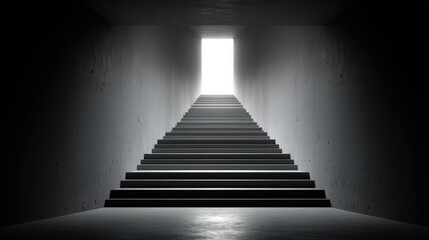 Fototapeta premium Inspirational staircase leading to a clear platform illuminated by a spotlight symbolizing personal and professional growth
